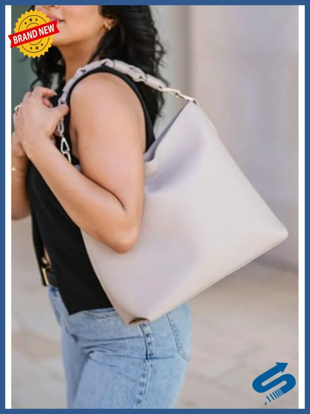 Slouchy Vegan Leather Tote Crossbody Bag Handbag